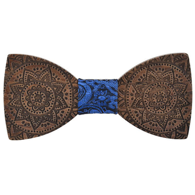 Men's Engraving Luxury Flower Wooden Bow Tie