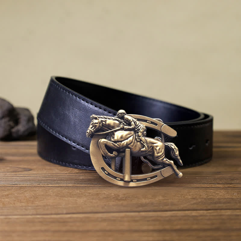 Men's DIY Horsemanship Horse Show Buckle Leather Belt