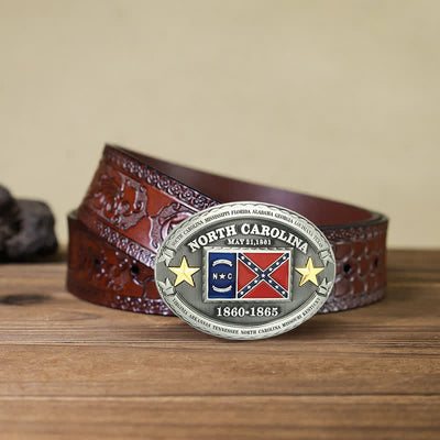 Men's DIY Southern Cross Of Honor Buckle Leather Belt