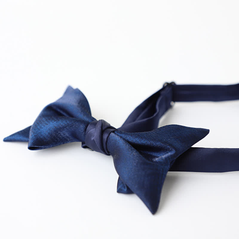 Men's Navy Blue Plain Color Bow Tie