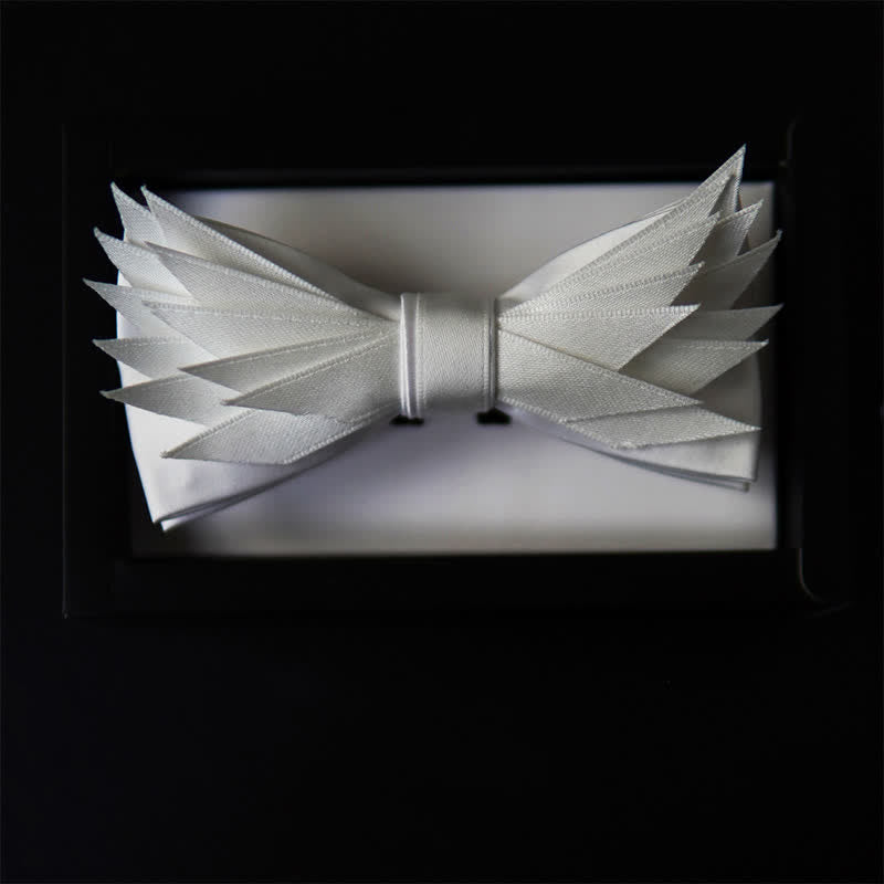 Men's Clean Pure Wihte Wings Shape Bow Tie