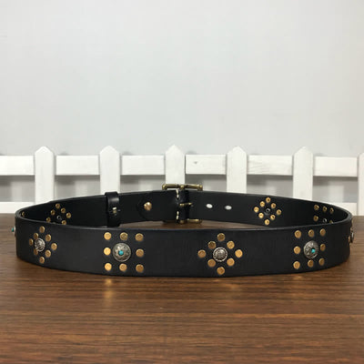 Gold Rivets Studs Vintage Indian Style Leather Belt