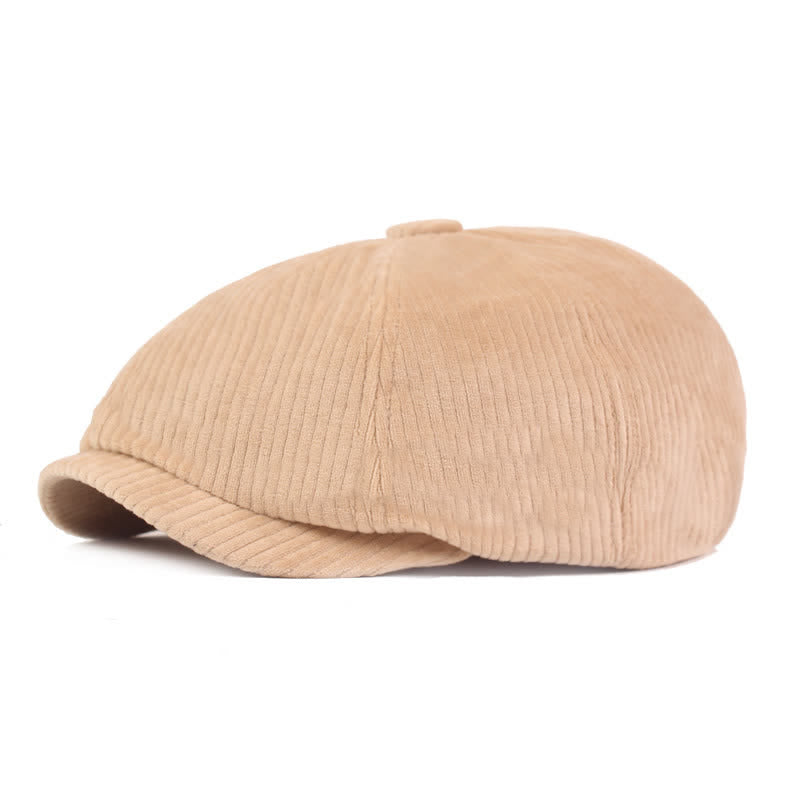 Corduroy Stripe Short Visor Beret Hat