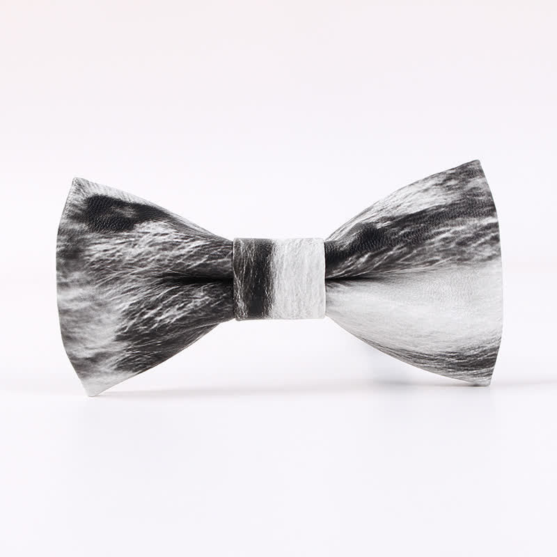 Men's Trendy Animal Butterfly Printing Leather Bow Tie
