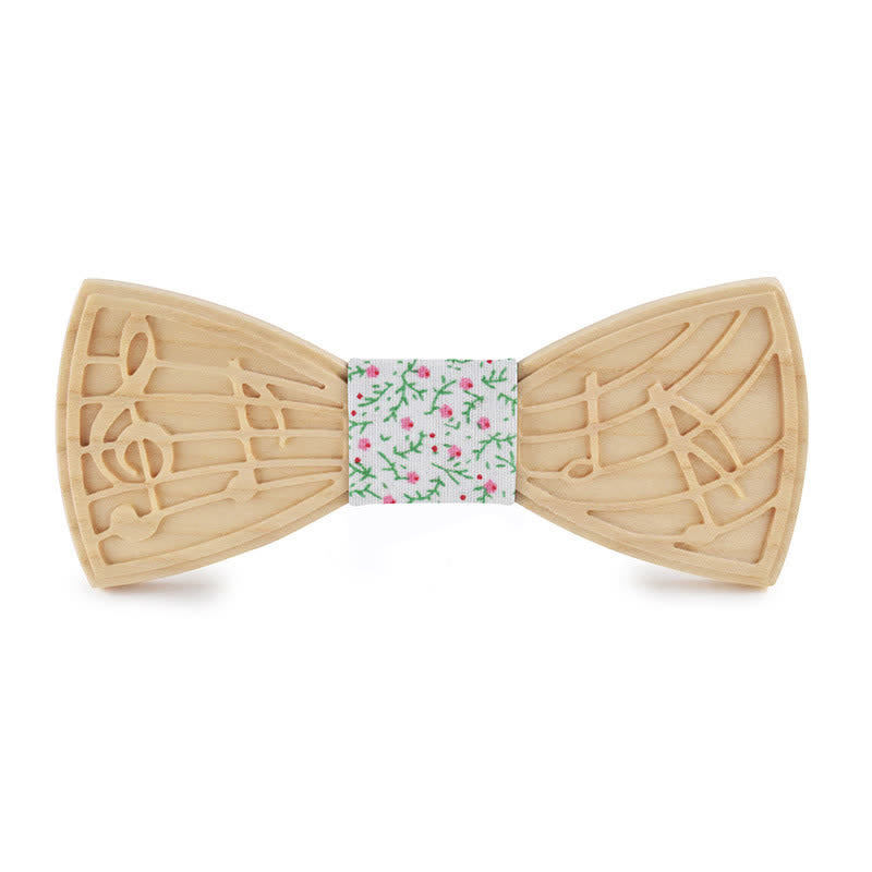 Men's Novelty Music Engraving Wooden Bow Tie