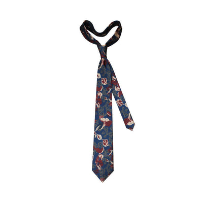 Men's Calming Navy Blue & Red Floral Necktie