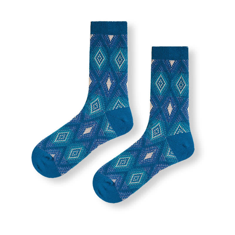 Trendy Funny Mosaic Diamond Cotton Socks