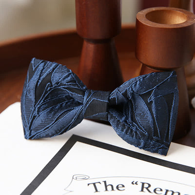 Men's Evening Navy 3D Leaves Jacquard Bow Tie