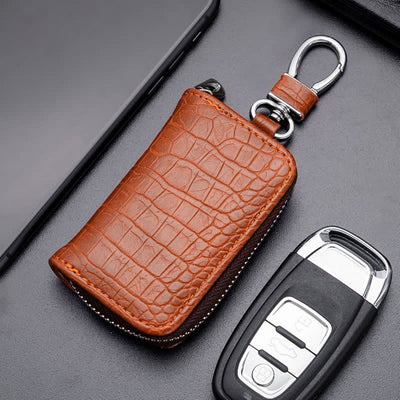 Alligator Pattern Zipper Bag Leather Car Key Case
