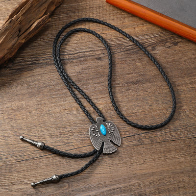 Western Eagle Bird Turquoise Stone Bolo Tie