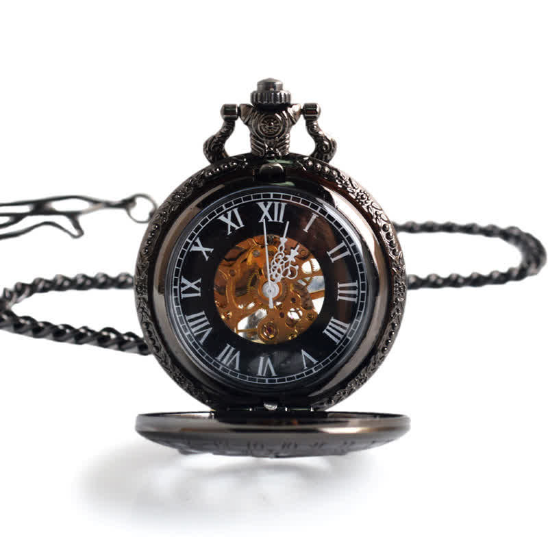 Twelve Constellations Compass Mechanical Pocket Watch