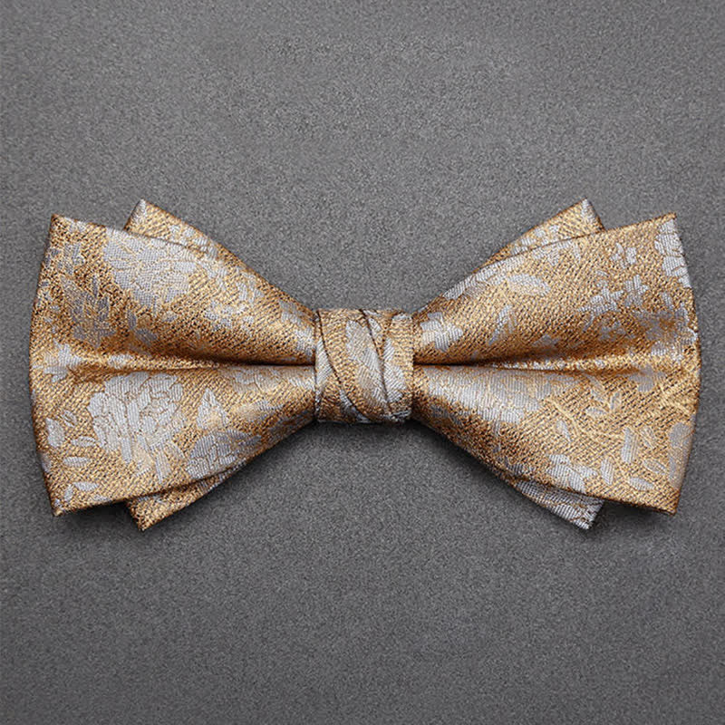 Men's Champagne Flowers Double Layers Bow Tie