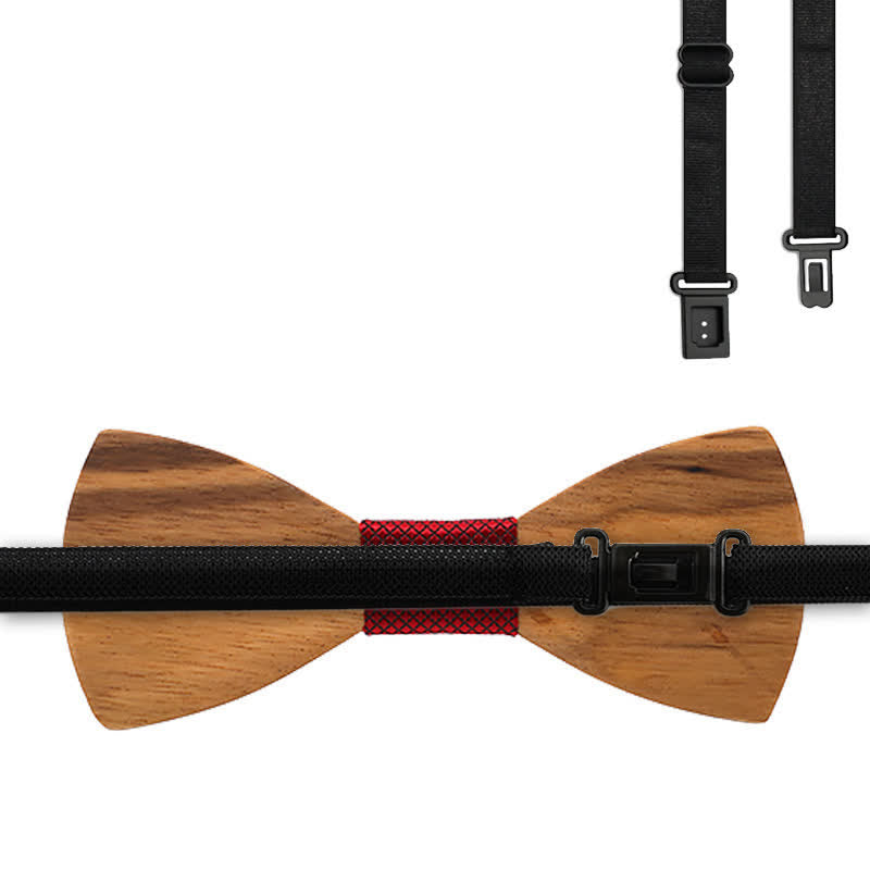 3Pcs Men's Funny Hollow Moustach Wooden Bow Tie Set