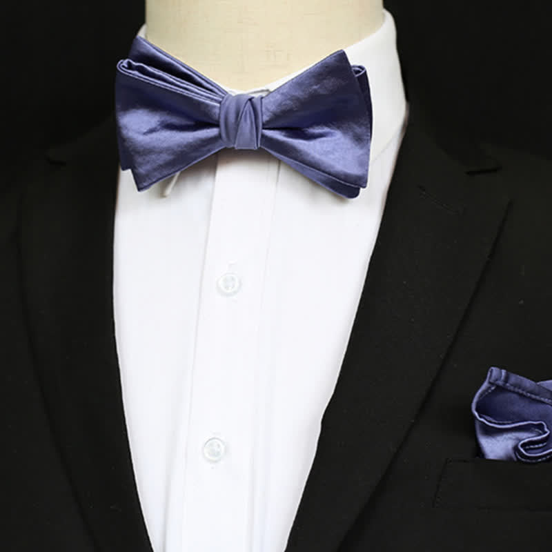 Men's Chic Blue Purple Solid Color Bow Tie