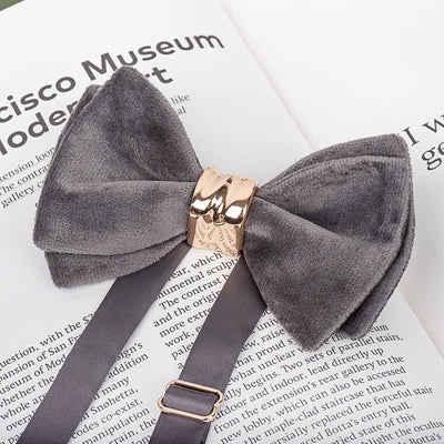 Men's Rose-gold Metal Velvet Butterfly Style Bow Tie