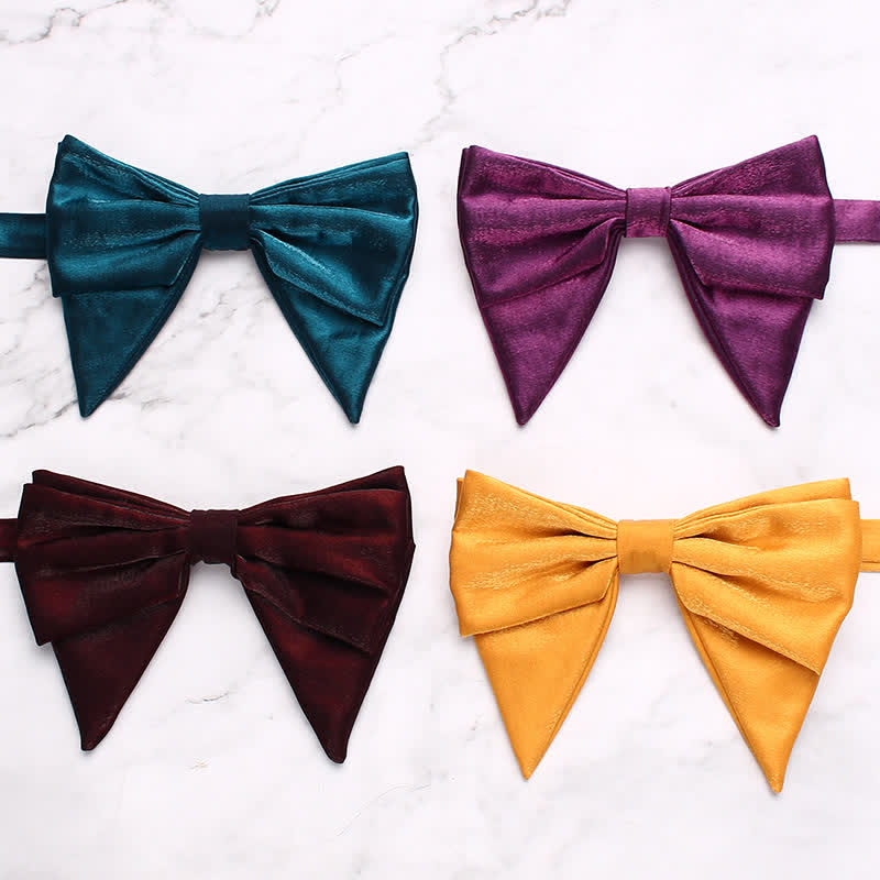 Men's Gloss Fabric Double Layered Oversized Pointed Bow Tie