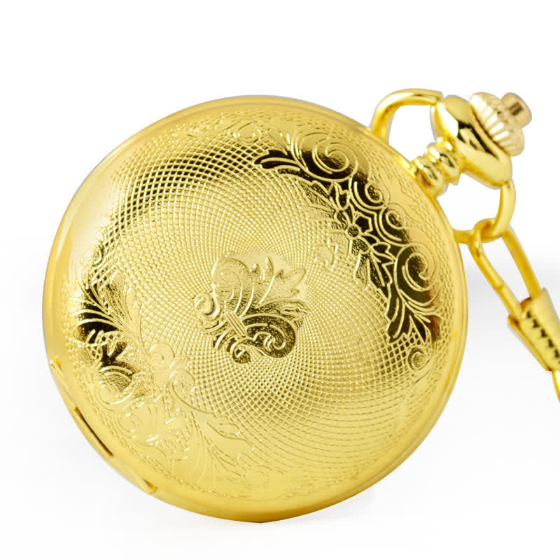 Retro Golden Mechanical Pocket Watch with Chain