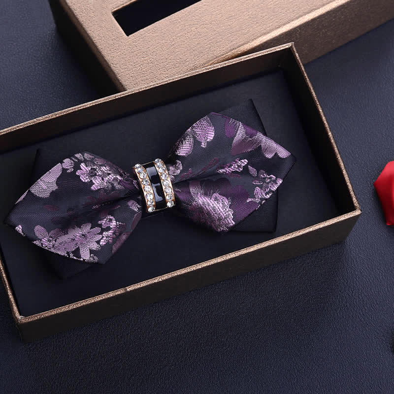 Men's Purple Maple Leaves Pointed Bow Tie