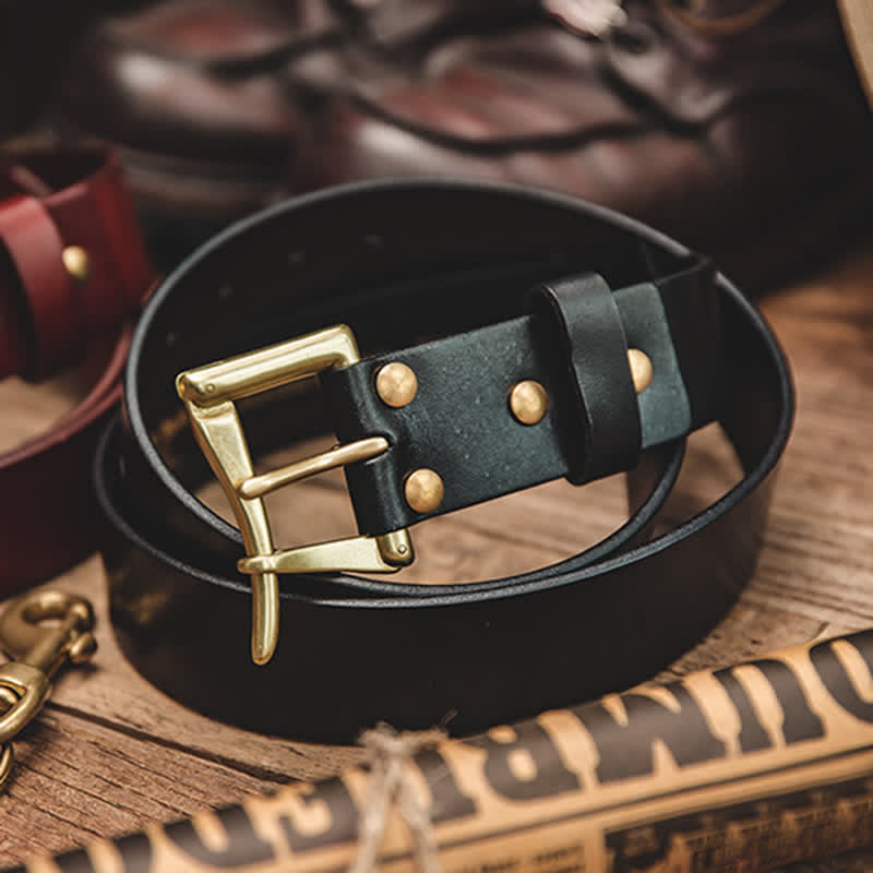 Men's Luxury Style Brass Buckle Leather Belt