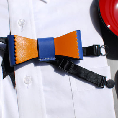 Men's Unique Color Collision Tanned Leather Bow Tie