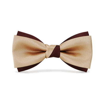 Men's Luxury Brown & Champagne Double Layered Bow Tie