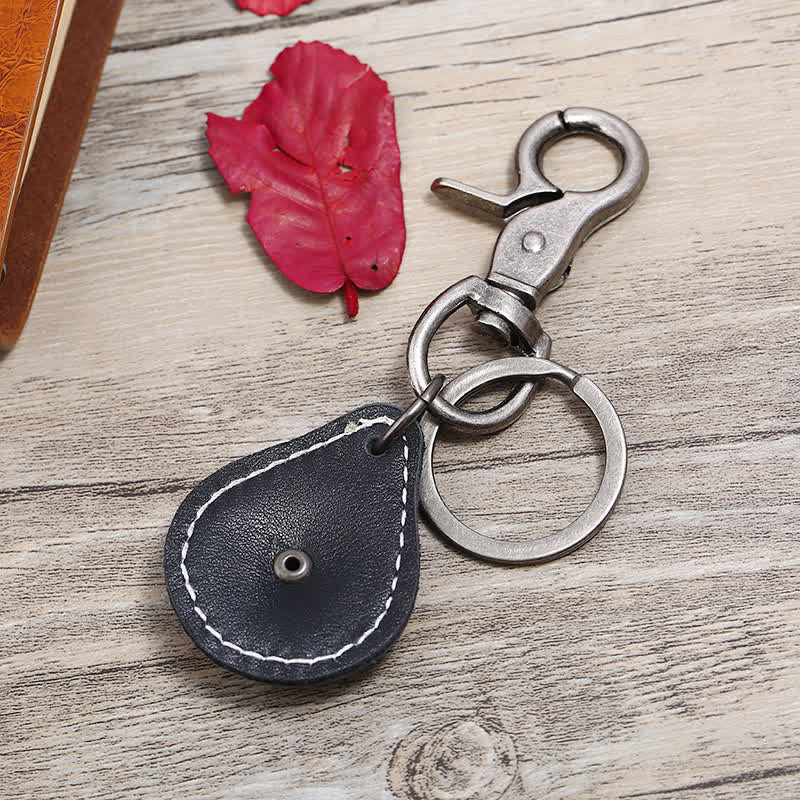 Punk Rock Bull Head Stitched Leather Keychain