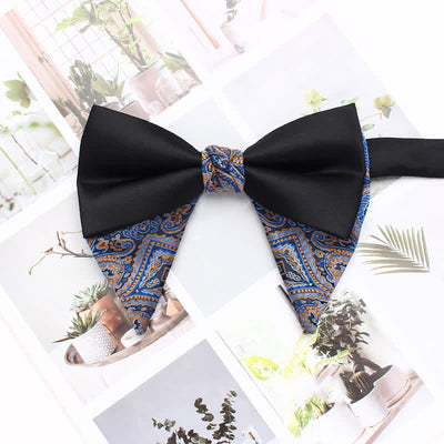 Men's Special Paisley Double Tone Oversized Pointed Bow Tie