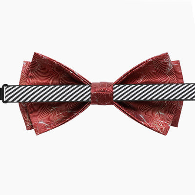 Men's Red Wave Printed Formal Wedding Bow Tie