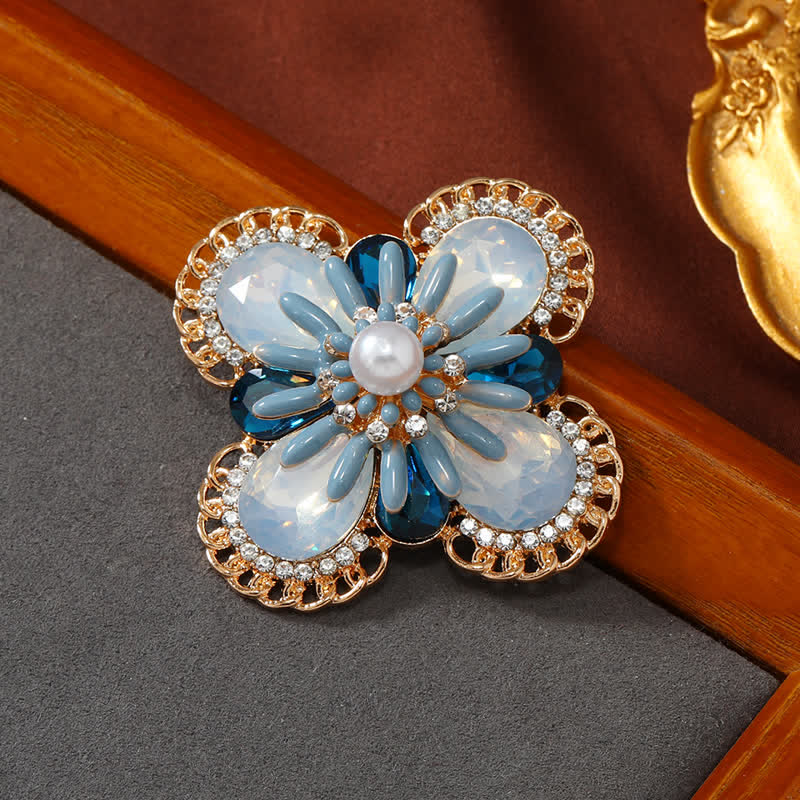 Women's Vintage Blue Opal Flower Brooch