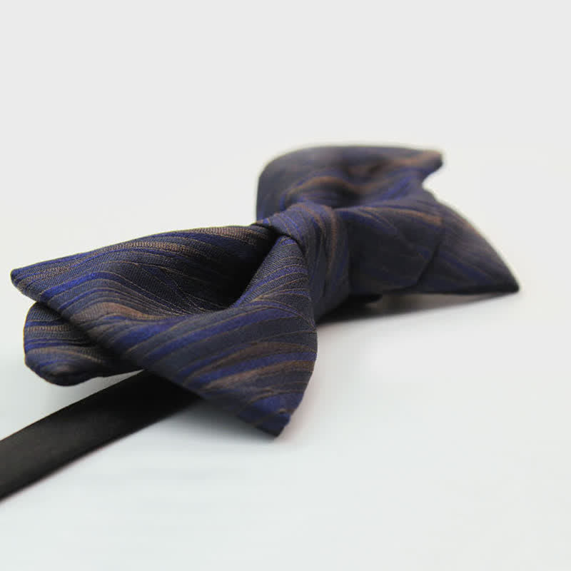 Men's Subtle Striped Jacquard Dark Blue Bow Tie