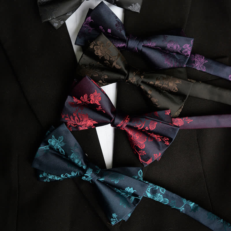 Men's Elegant Iris Floral Pattern Bow Tie