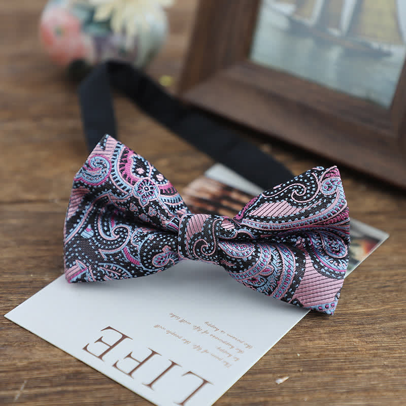 Men's Bright Color Paisley Jacquard Pattern Bow Tie