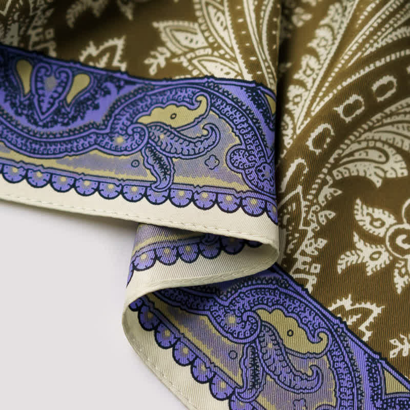 Exotic Paisley Printed Square Scarf with Scarf Buckle