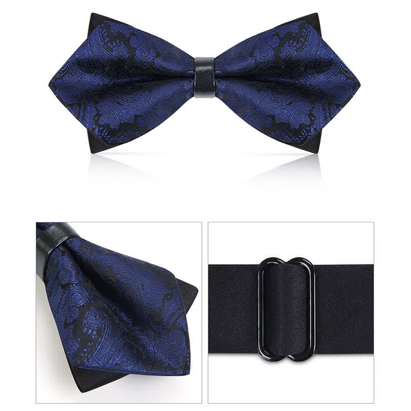 Men's Stalish Paisley Double Layers Pionted Bow Tie