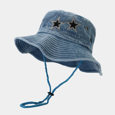 Unisex Rhinestones Star Cowboy Bucket Hat