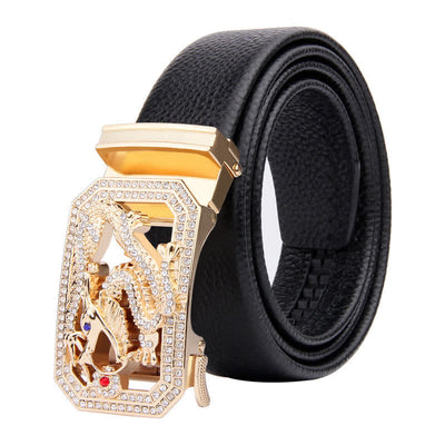 Men's Golden Animal Automatic Buckle Leather Belt