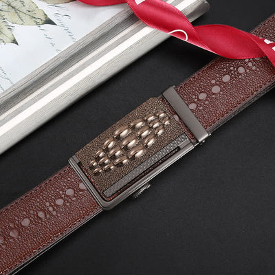 Men's Formal Crocodile Pattern Automatic Buckle Leather Belt