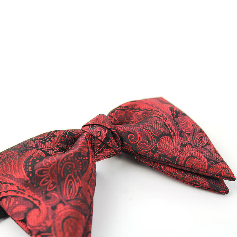 Men's Elegant British Style Burgundy Paisley Bow Tie