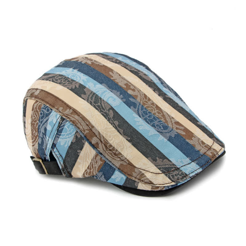 Four Seasons PaIsley Striped Flat Beret Hat