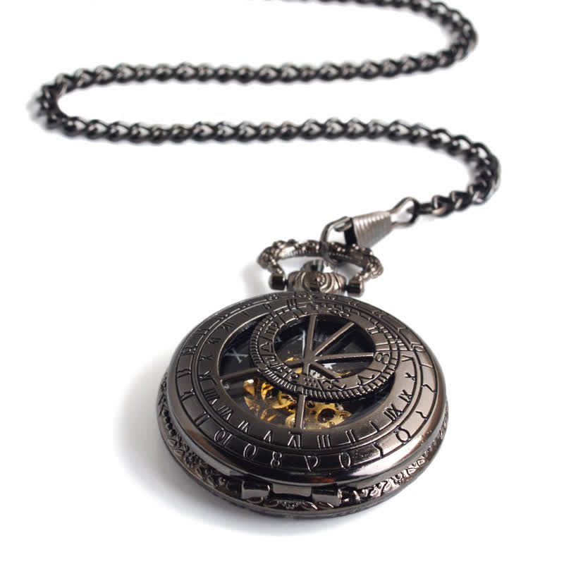 Twelve Constellations Compass Mechanical Pocket Watch