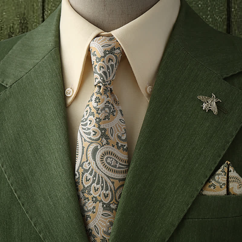 Men's Resplendent Beige & White Paisley Necktie
