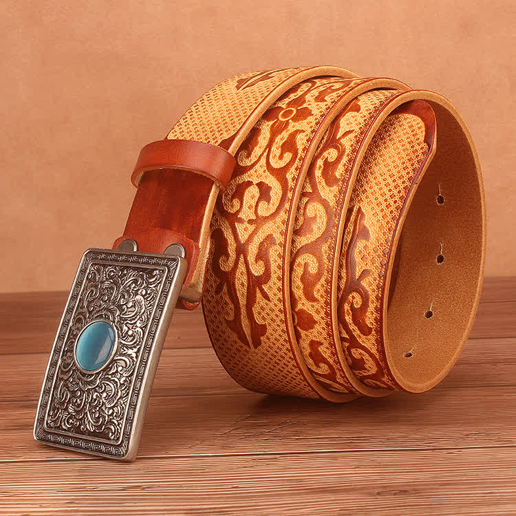 Men's Ethnic Style Embossing Pattern Leather Belt