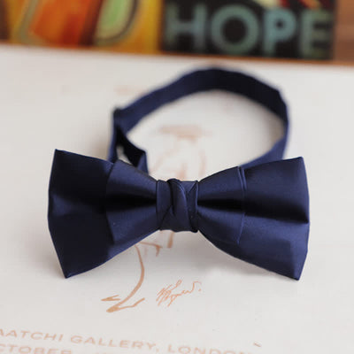 Men's Glossy Double-layer Solid Color Bow Tie