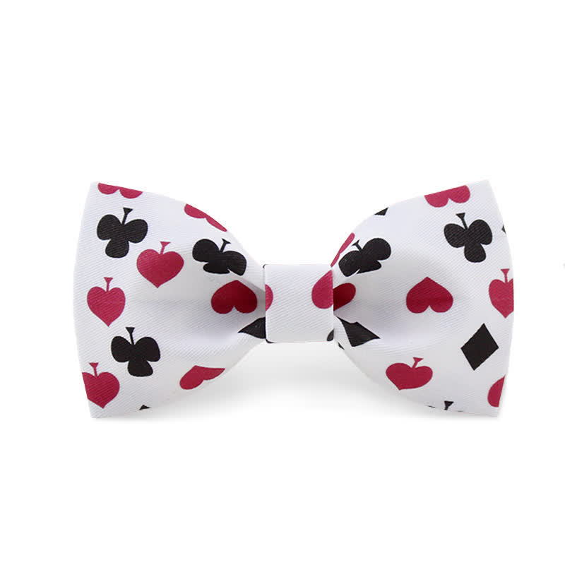 Men's White Poker Playing Cards Bow Tie