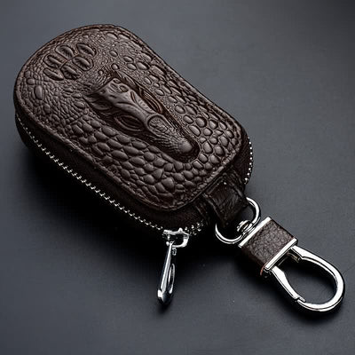 Crocodile Zipper Mini Waist Leather Car Key Case