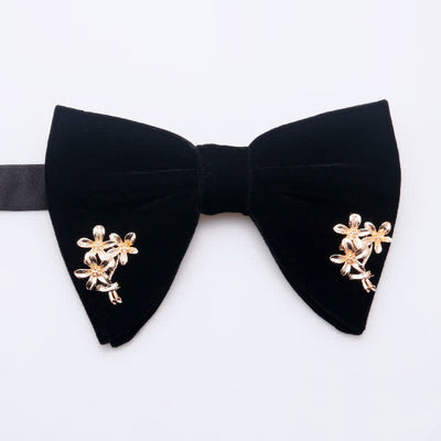 Men's Gold Pearl Velvet Oversized Pointed Bow Tie