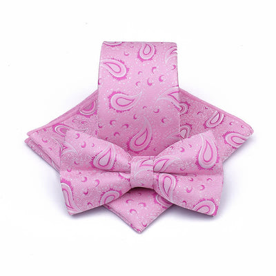 3Pcs Men's Cashew Flower Casual Bow Tie Necktie Set