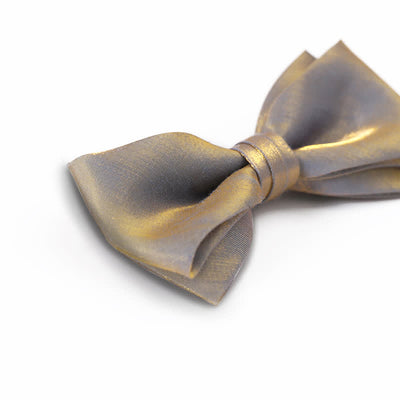 Men's Shining Gray Double Layered Bow Tie