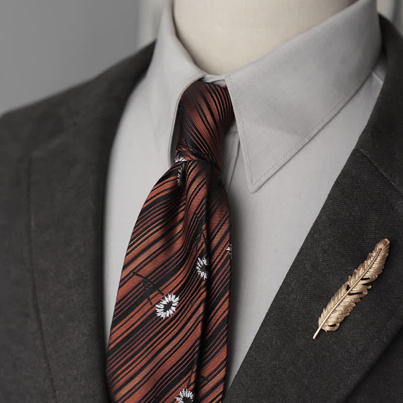 Men's Flower Striped Paisley Pure Silk Necktie