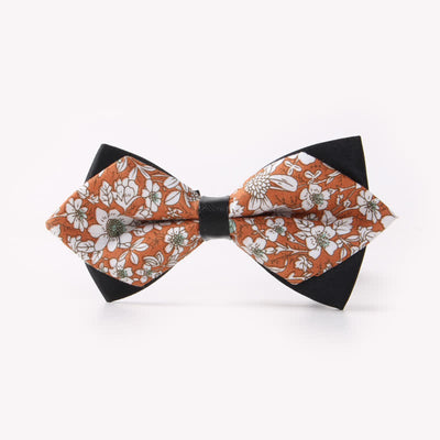 Men's Floral Double Layers Pointed Cotton Bow Tie